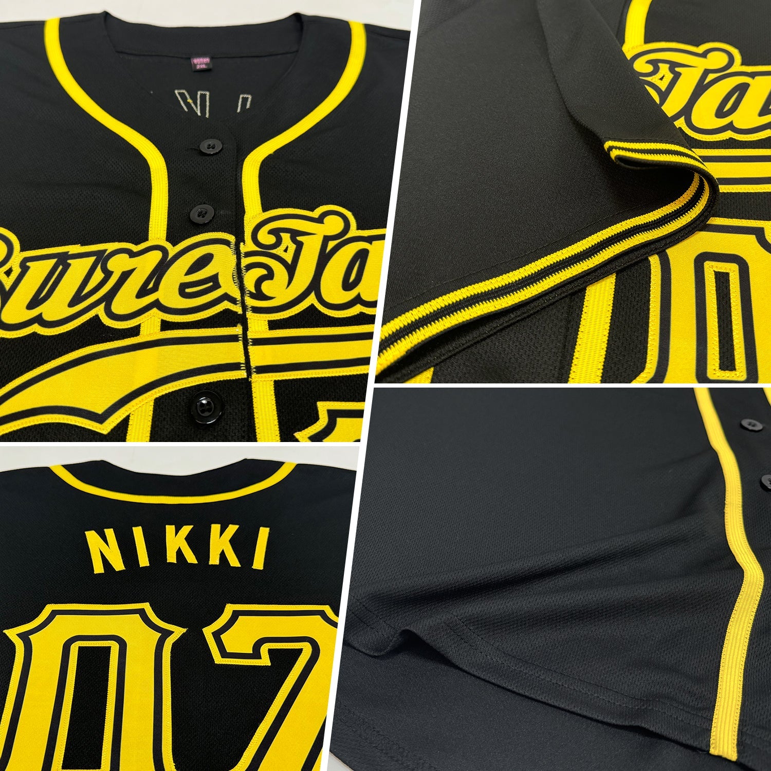 Custom Black Gold Authentic Baseball Jersey view 2