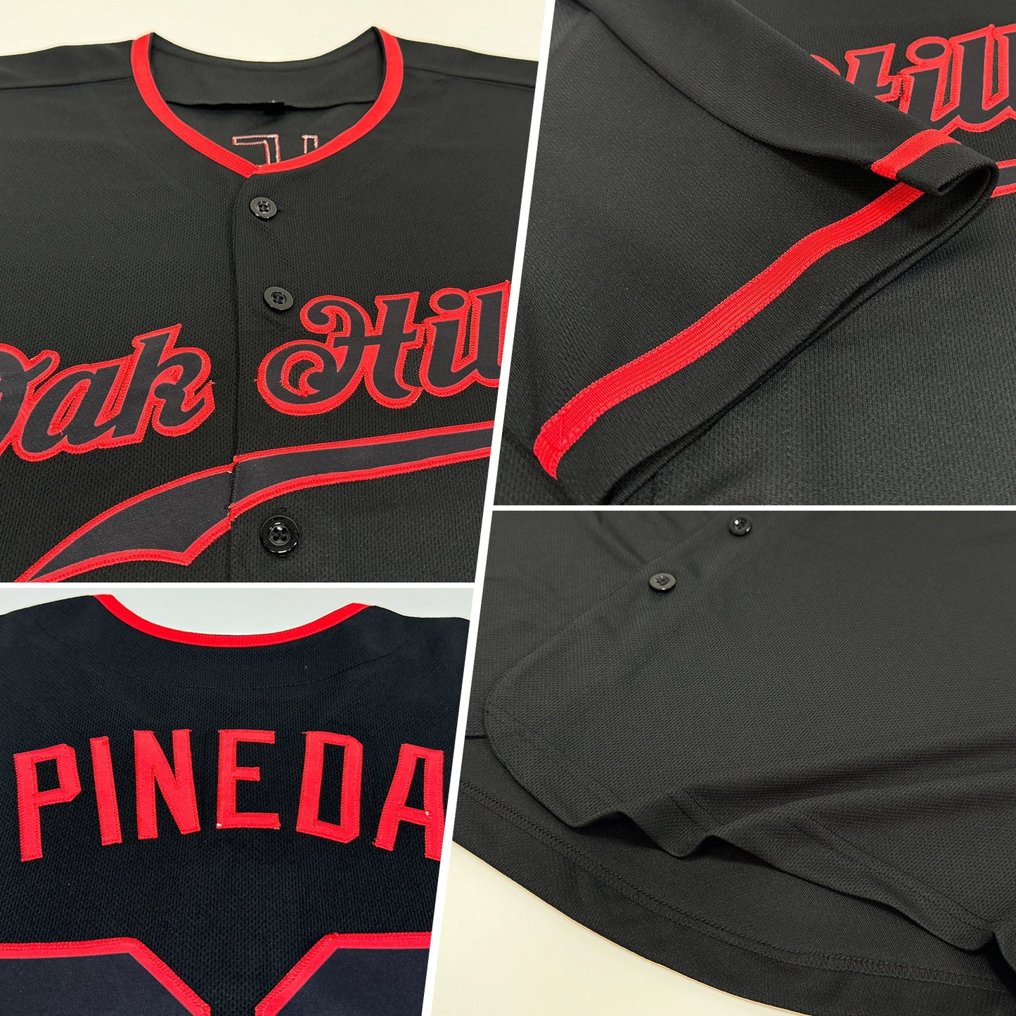 Custom Black Black-Red Authentic Baseball Jersey view 2