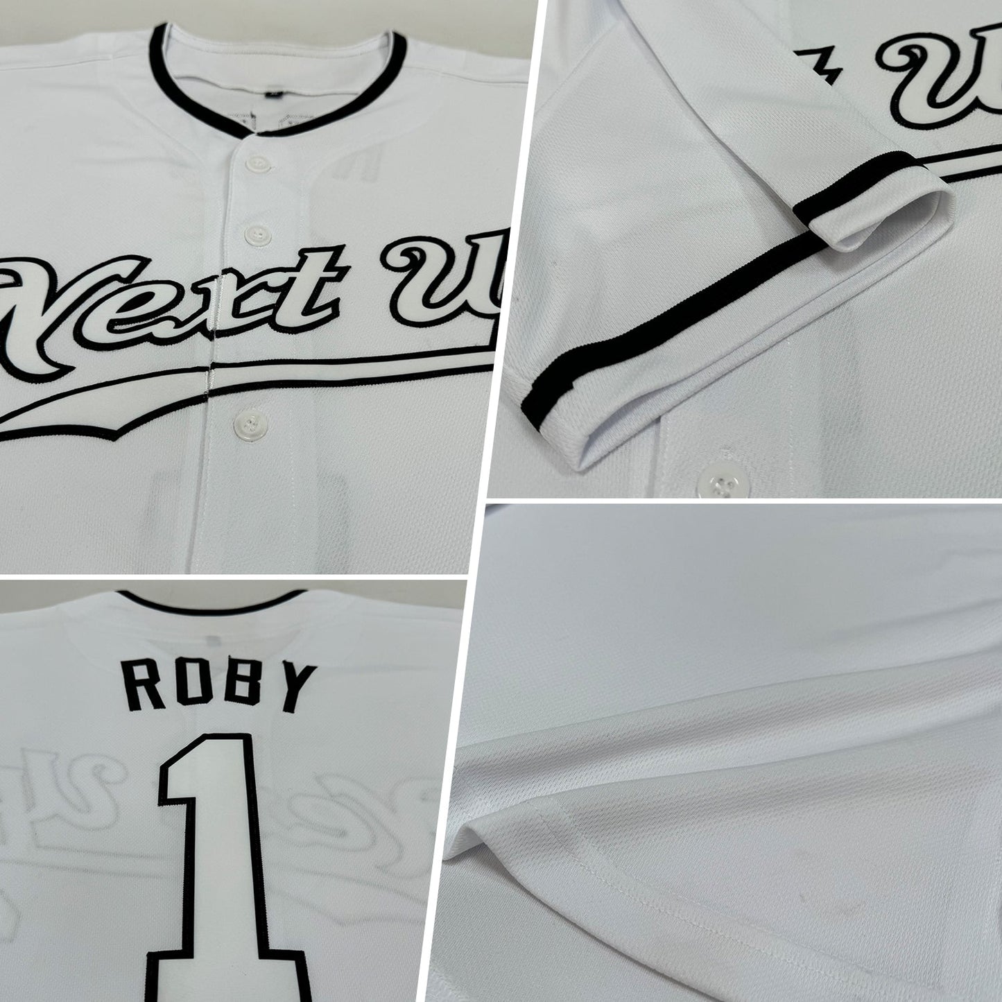 Custom White White-Black Authentic Baseball Jersey view 2