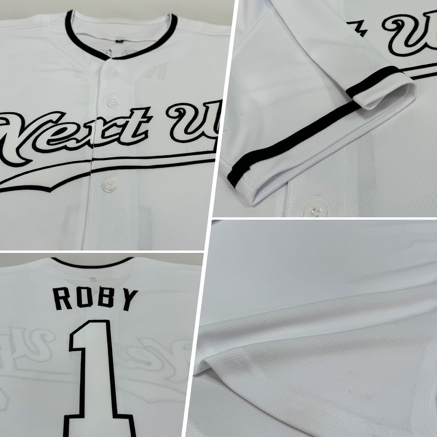 Custom White White-Black Authentic Baseball Jersey view 2