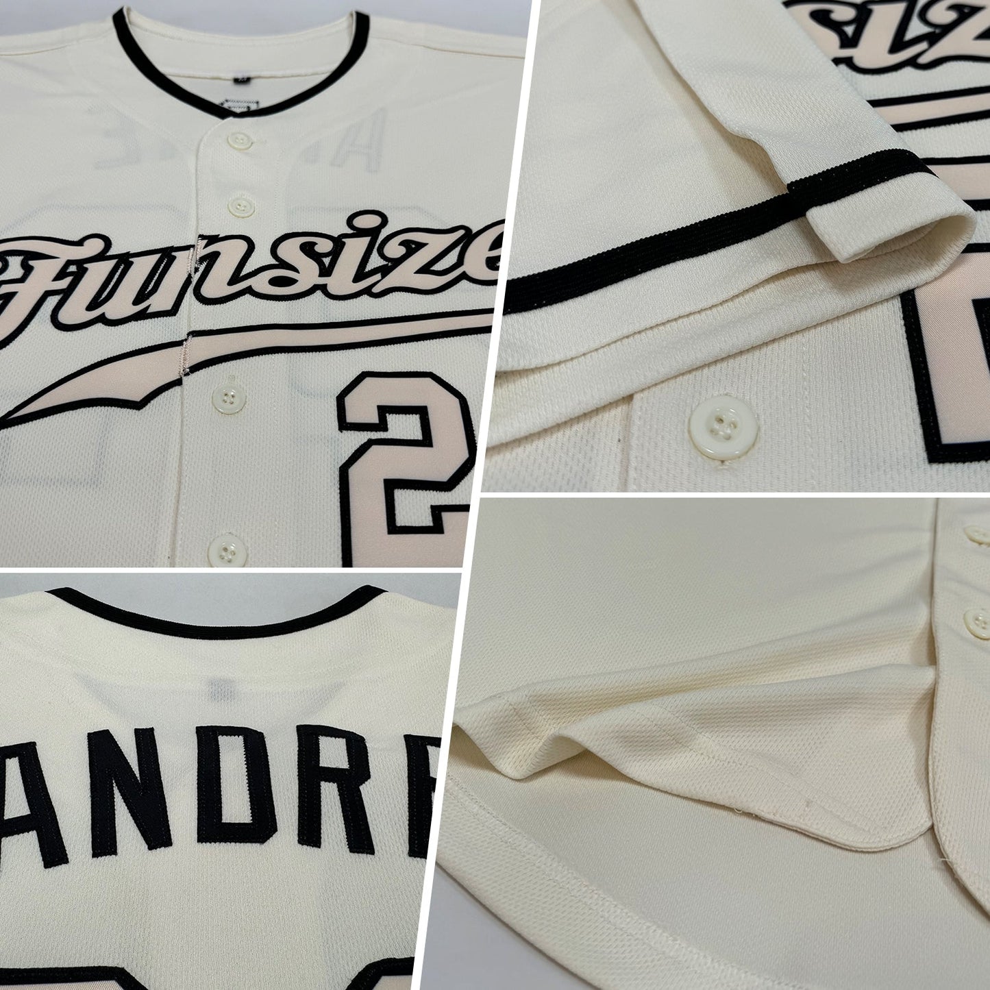 Custom Cream Cream-Black Authentic Baseball Jersey view 2