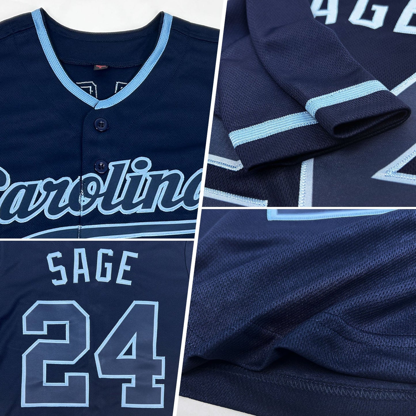 Custom Navy Navy-Light Blue Authentic Baseball Jersey view 2