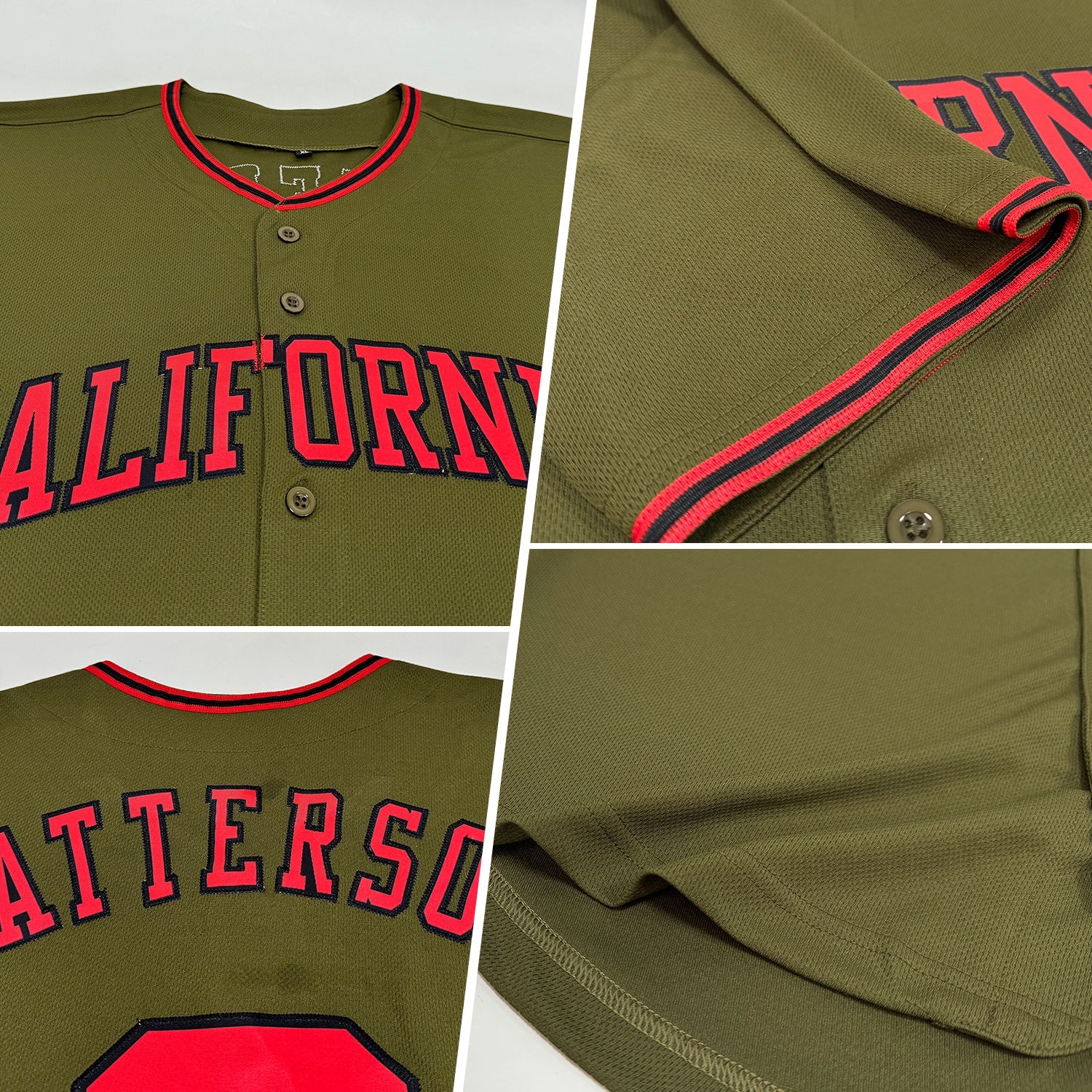 Custom Olive Red-Black Authentic Salute To Service Baseball Jersey view 2