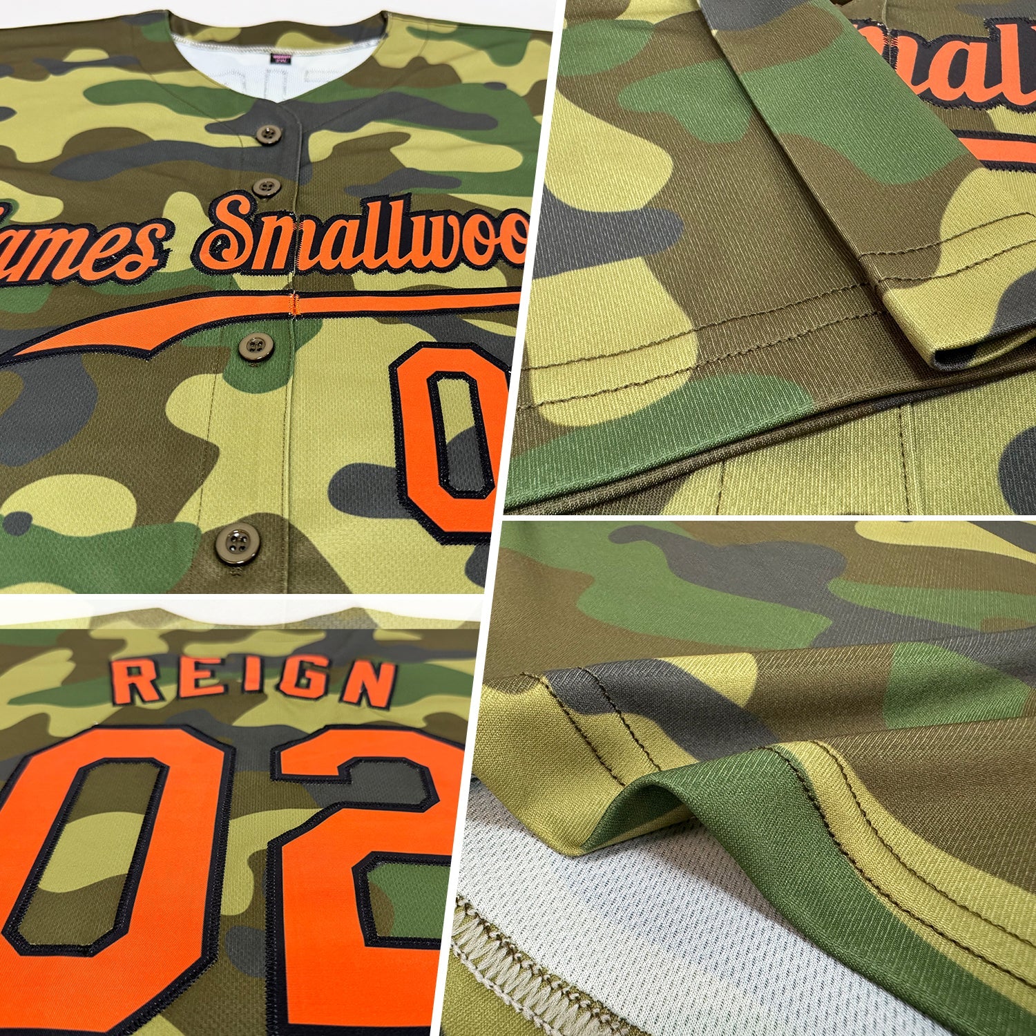 Custom Camo Orange-Black Authentic Salute To Service Baseball Jersey view 2