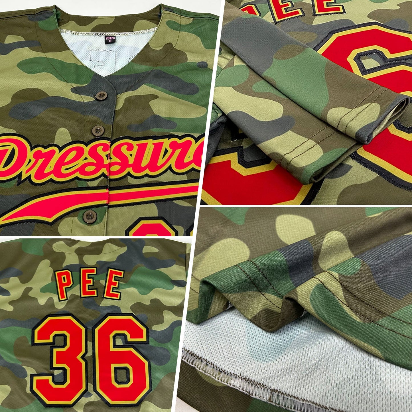 Custom Camo Red-Old Gold Authentic Salute To Service Baseball Jersey view 2