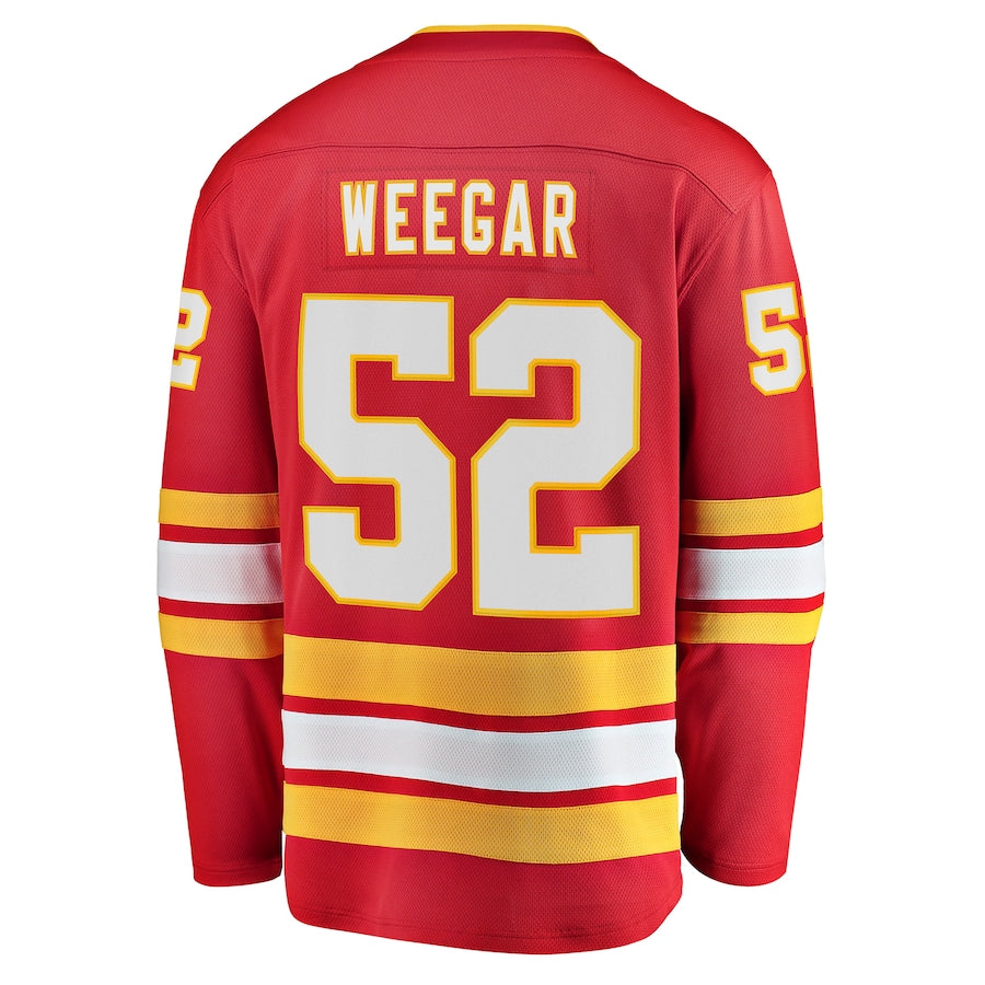 C.Flames #52 MacKenzie Weegar Fanatics Branded Home Breakaway Player Jersey Red Stitched American Hockey Jerseys - Main View
