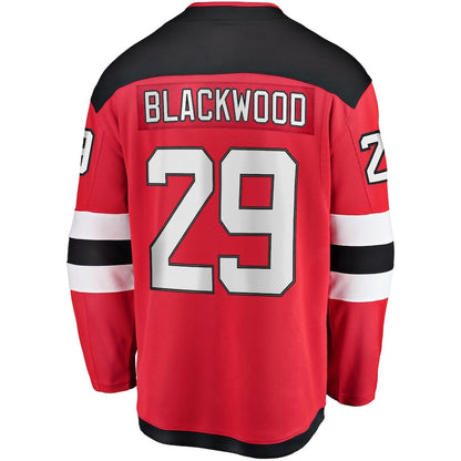NJ.Devils #29 Mackenzie Blackwood Fanatics Branded Home Breakaway Jersey  Red Stitched American Hockey Jerseys - Main View