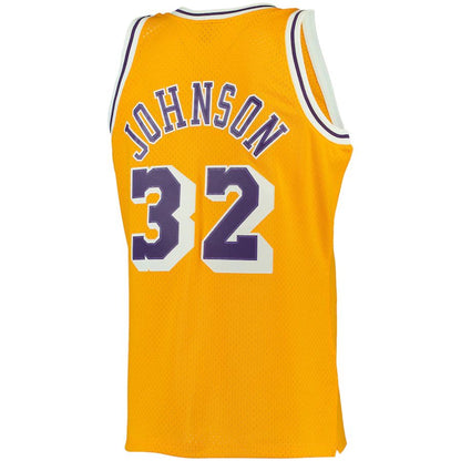 LA.Lakers #32 Magic Johnson Mitchell & Ness Big & Tall Hardwood Classics Jersey Gold Stitched American Basketball Jersey - Main View