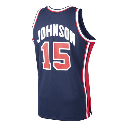LA.Lakers #15 Magic Johnson Basketball Mitchell & Ness Home 1992 Dream Team Authentic Jersey Navy Stitched American Basketball Jersey - Main View