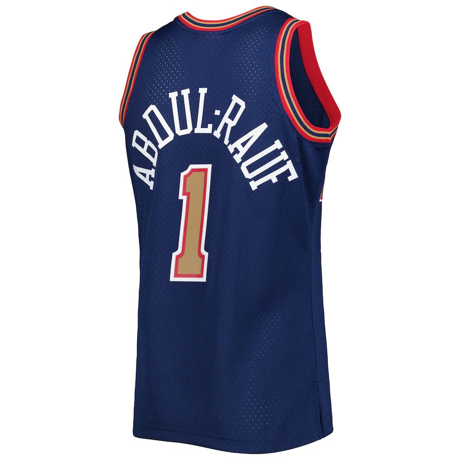 D.Nuggets #1 Mahmoud Abdul-Rauf Mitchell & Ness Hardwood Classics 1994-95 Swingman Jersey Navy Stitched American Basketball Jersey - Main View