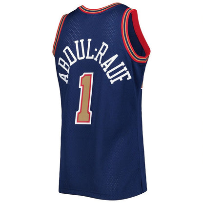 D.Nuggets #1 Mahmoud Abdul-Rauf Mitchell & Ness Hardwood Classics 1994-95 Swingman Jersey Navy Stitched American Basketball Jersey - Main View