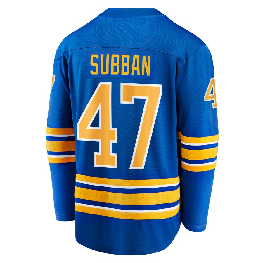 B.Sabres #47 Malcolm Subban Fanatics Branded Home Breakaway Player Jersey Royal Stitched American Hockey Jerseys - Main View