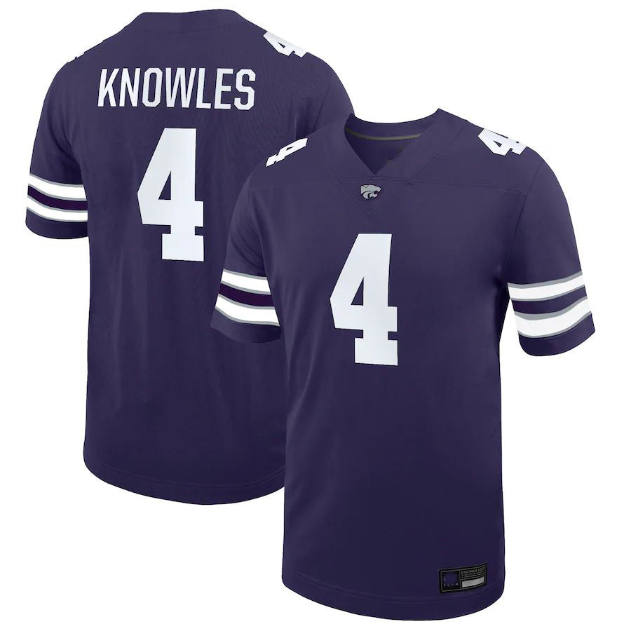 K.State Wildcats #4 Malik Knowles NIL Replica Football Jersey  Purple Stitched American College Jerseys - Main View