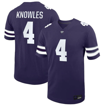 K.State Wildcats #4 Malik Knowles NIL Replica Football Jersey  Purple Stitched American College Jerseys - Main View