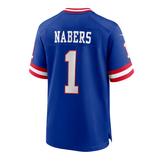 NY.Giants #1 Malik Nabers 2024 Draft First Round Pick Player Game Jersey - Royal American Football Jerseys - Main View