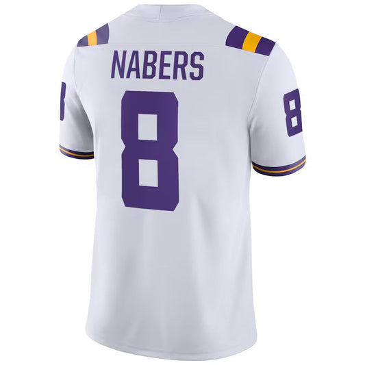 L.Tigers #8 Malik Nabers White Player Game American College Jerseys - Main View