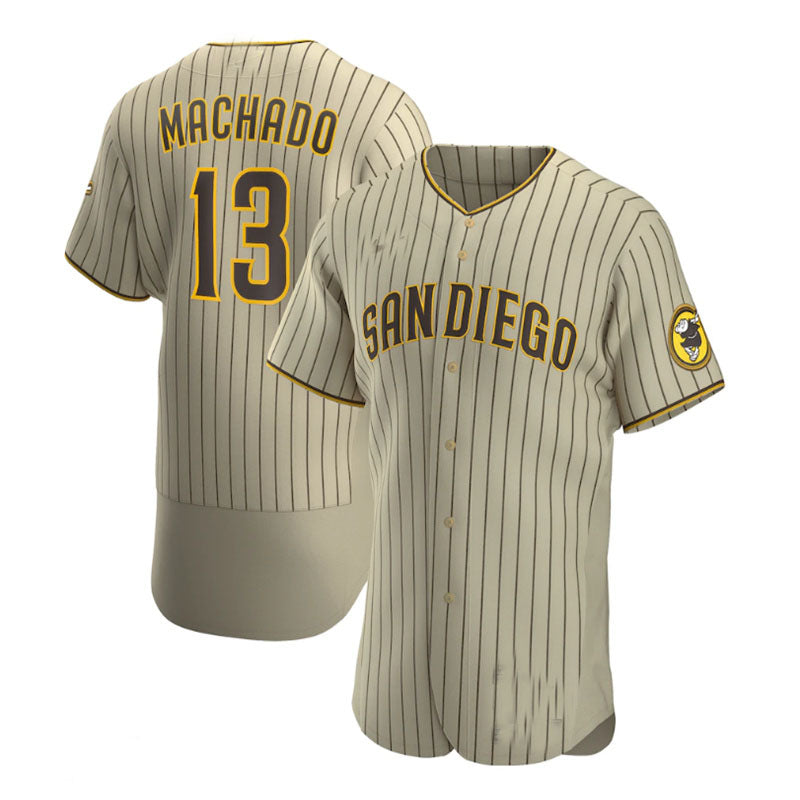 San Diego Padres #13 Manny Machado Alternate Authentic Player Jersey - Tan Brown Baseball Jerseys - Main View
