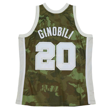 S.Antonio Spurs #20 Manu Ginobili Mitchell & Ness Unisex Hardwood Classics 2002-03 Ghost Green Swingman Jersey Camo Stitched American Basketball Jersey - Main View