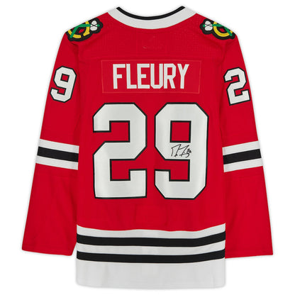 C.Blackhawks #29 Marc-Andre Fleury Blackhawks Fanatics Authentic Autographed Red Stitched American Hockey Jerseys - Main View