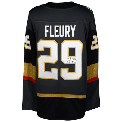 V.Golden Knights #29 Marc-Andre Fleury Fanatics Authentic Autographed Black Breakaway Jersey Stitched American Hockey Jerseys - Main View