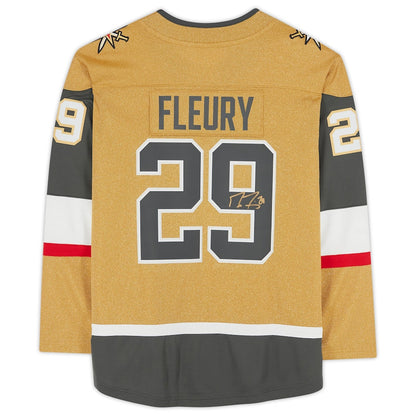 V.Golden Knights #29 Marc-Andre Fleury Fanatics Authentic Autographed Gold Alternate Breakaway Jersey Stitched American Hockey Jerseys - Main View