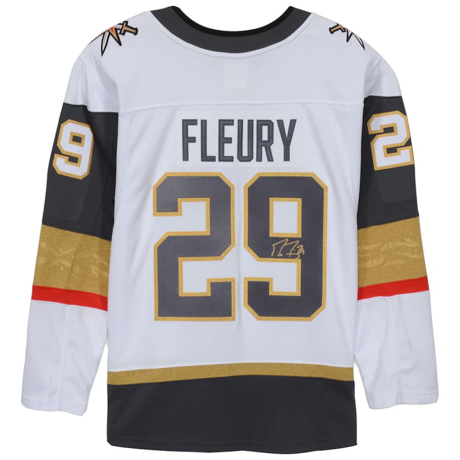 V.Golden Knights #29 Marc-Andre Fleury Fanatics Authentic Autographed Breakaway Jersey White Stitched American Hockey Jerseys - Main View