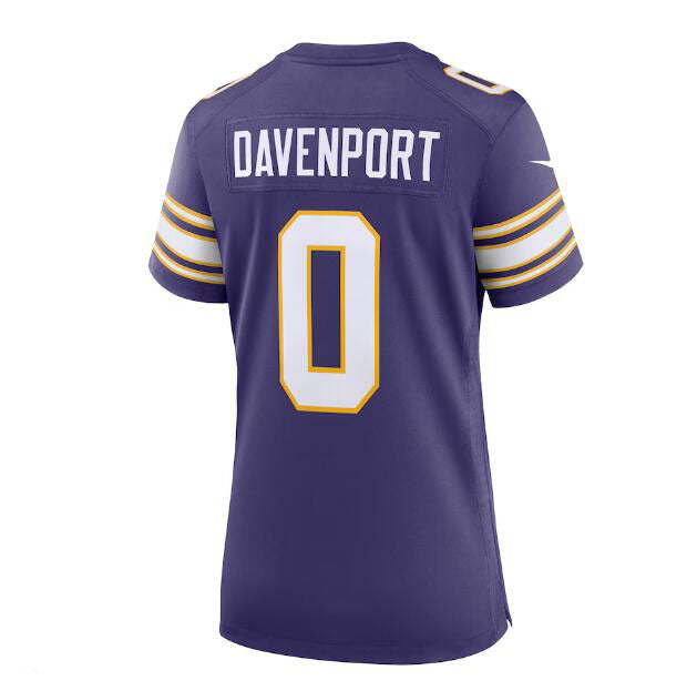 MN.Vikings #0 Marcus Davenport Classic Player Game Jersey - Purple Stitched American Football Jerseys - Main View