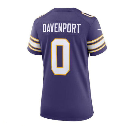 MN.Vikings #0 Marcus Davenport Classic Player Game Jersey - Purple Stitched American Football Jerseys - Main View
