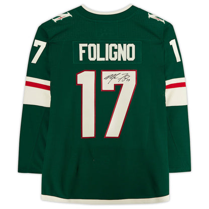 M.Wild #17 Marcus Foligno Fanatics Authentic Autographed Jersey Green Stitched American Hockey Jerseys - Main View