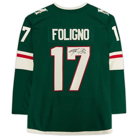 M.Wild #17 Marcus Foligno Fanatics Authentic Autographed Jersey Green Stitched American Hockey Jerseys - Main View
