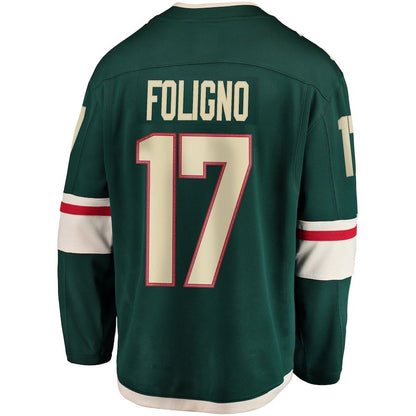 M.Wild #17 Marcus Foligno Fanatics Branded Breakaway Player Jersey Green Stitched American Hockey Jerseys - Main View