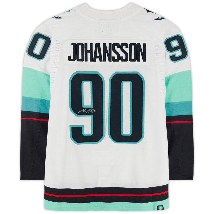 S.Kraken #90 Marcus Johansson Fanatics Authentic Autographed with Inaugural Season Jersey Patch White Stitched American Hockey Jerseys - Main View