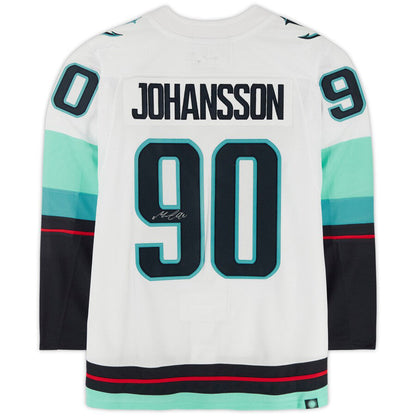 S.Kraken #90 Marcus Johansson Fanatics Authentic Autographed with Inaugural Season Jersey Patch White Stitched American Hockey Jerseys - Main View