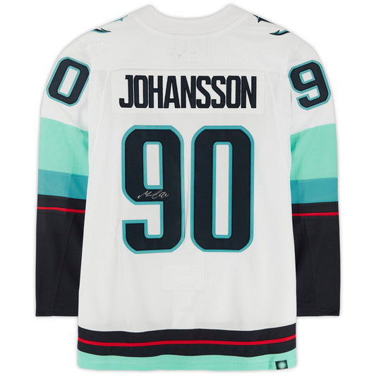 S.Kraken #90 Marcus Johansson Fanatics Authentic Autographed with Inaugural Season Jersey Patch White Stitched American Hockey Jerseys - Main View