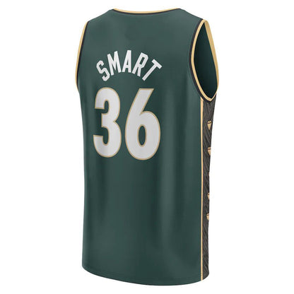 B.Celtics #36 Marcus Smart Fanatics Branded 2022-23 Fastbreak Jersey City Edition Kelly Green Stitched American Basketball Jersey - Main View