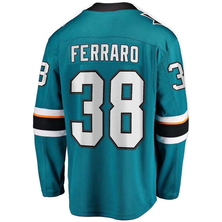 SJ.Sharks #38 Mario Ferraro Fanatics Branded Replica Player Jersey Teal Stitched American Hockey Jerseys - Main View