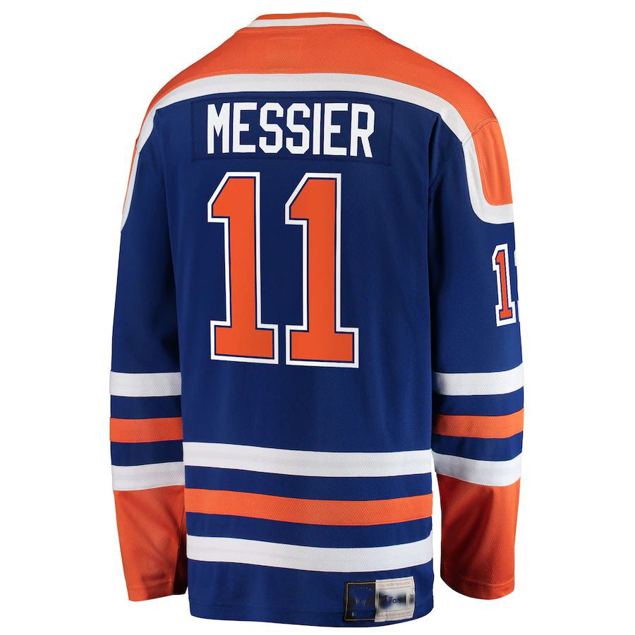 E.Oilers #11 Mark Messier Fanatics Branded Premier Breakaway Retired Player Jersey Blue Stitched American Hockey Jerseys - Main View