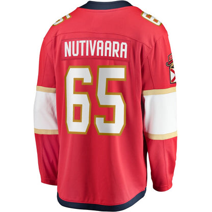 F.Panthers #65 Markus Nutivaara Fanatics Branded Home Breakaway Player Jersey Red Stitched American Hockey Jerseys - Main View