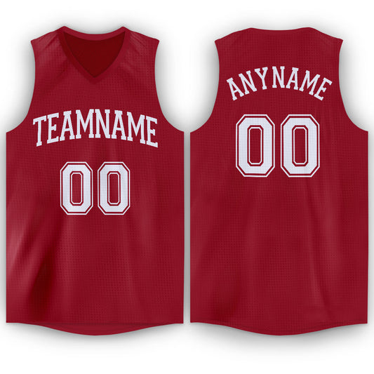 Custom Maroon White V-Neck Basketball Jersey - Main View
