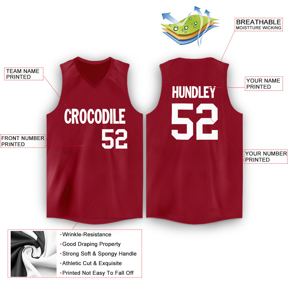 Custom Maroon White V-Neck Basketball Jersey view 2
