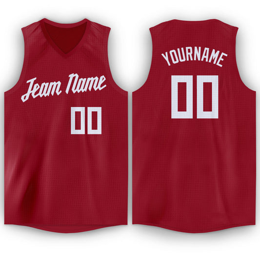 Custom Maroon White V-Neck Basketball Jersey - Main View