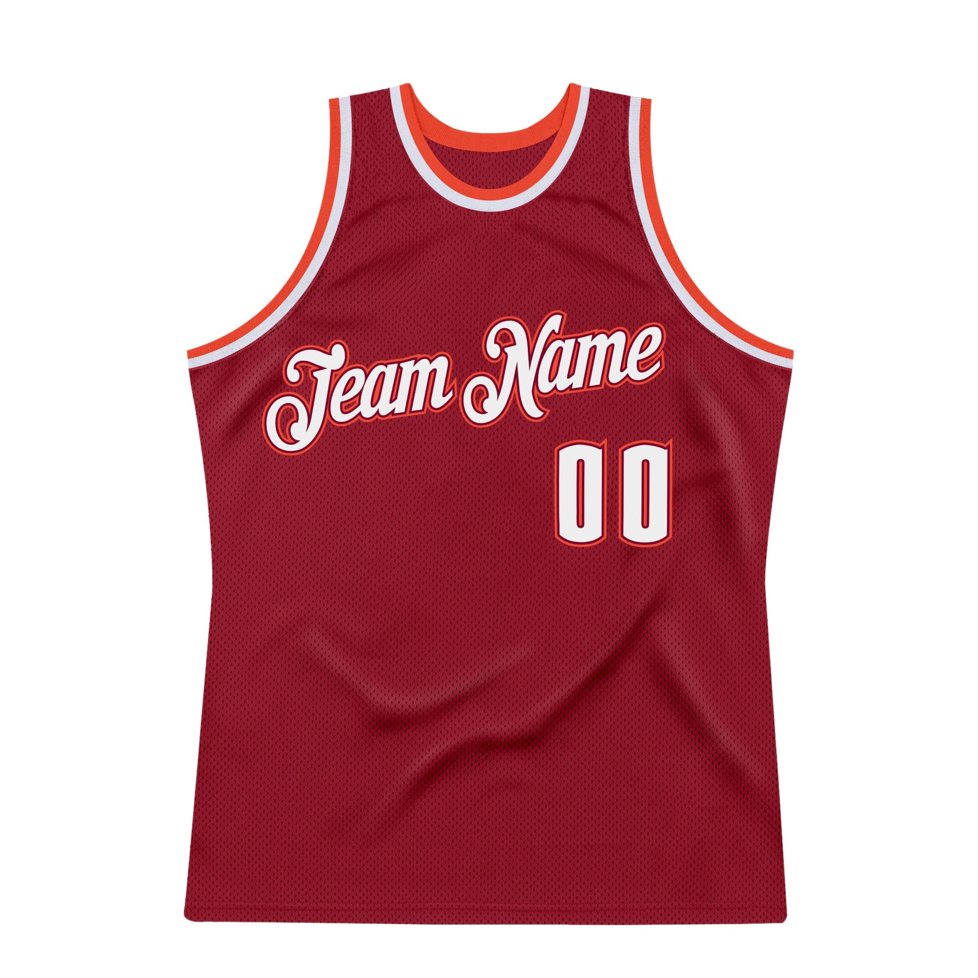 Custom Maroon White-Orange Authentic Throwback Basketball Jersey view 7