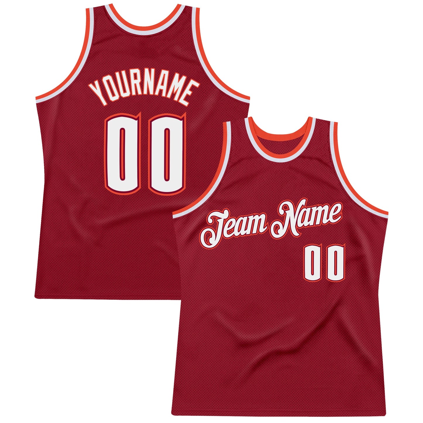 Custom Maroon White-Orange Authentic Throwback Basketball Jersey - Main View
