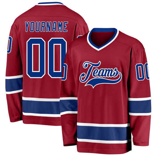 Custom Maroon Royal-White Hockey Jersey - Main View