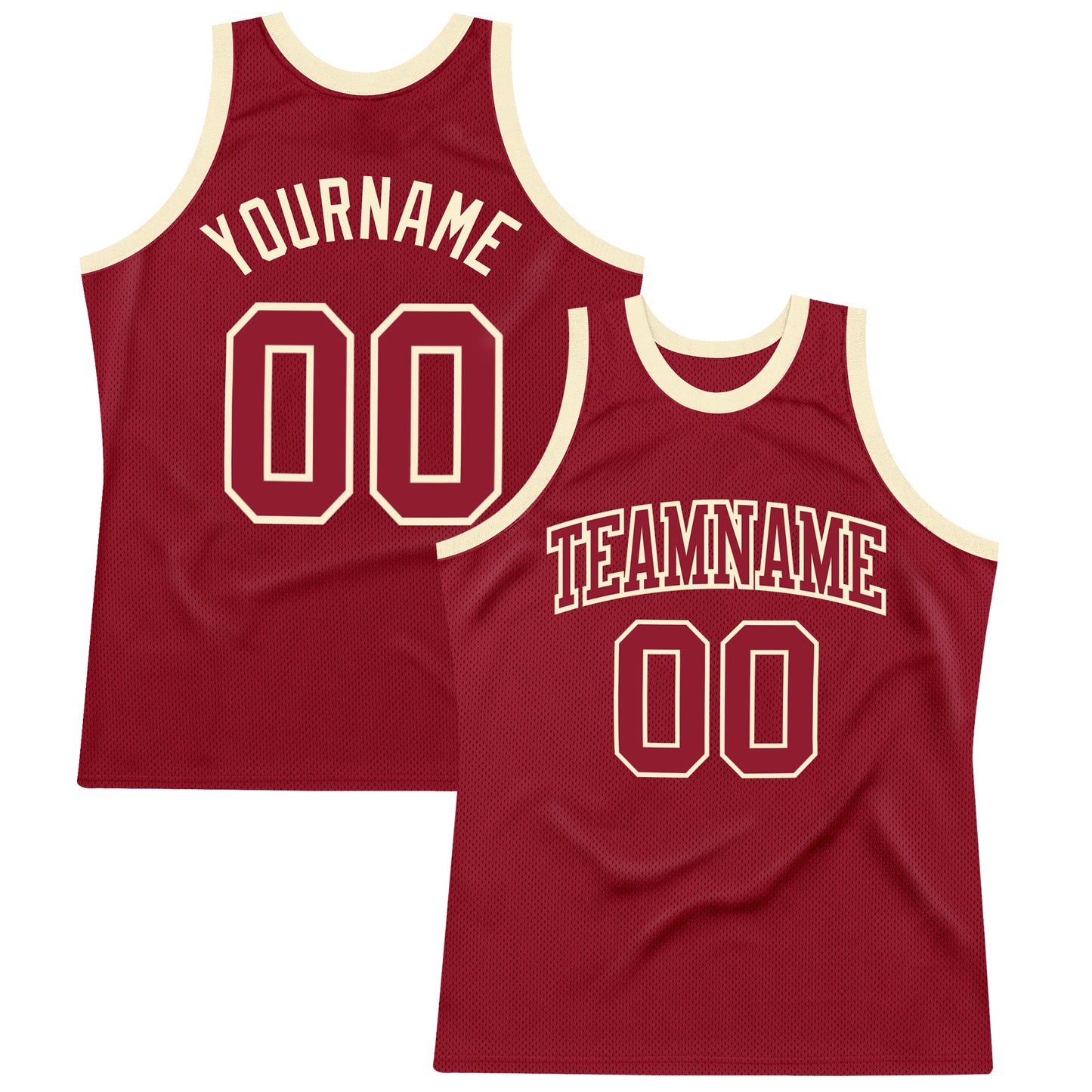 Custom Maroon Maroon-Cream Authentic Throwback Basketball Jersey - Main View