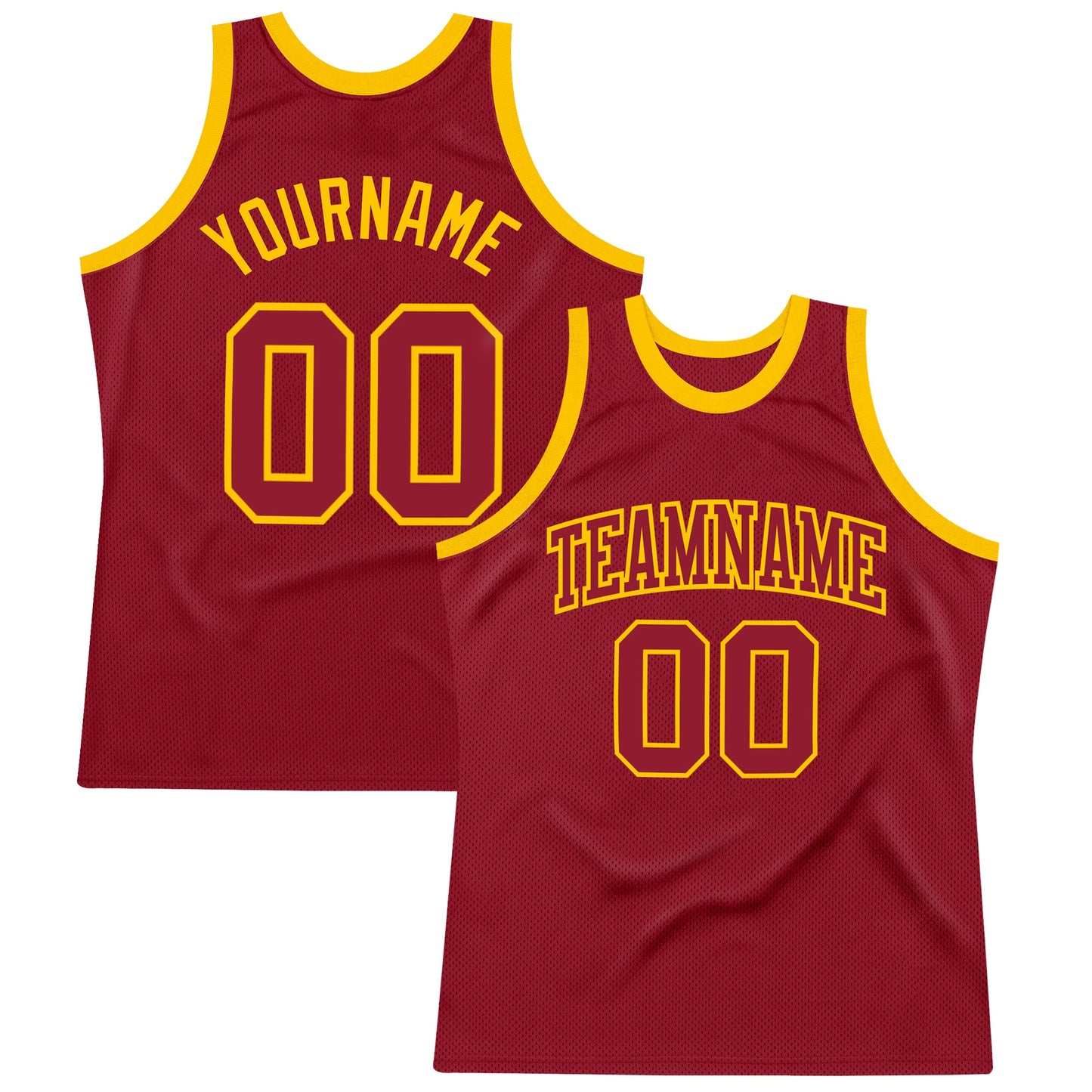 Custom Maroon Maroon-Gold Authentic Throwback Basketball Jersey - Main View
