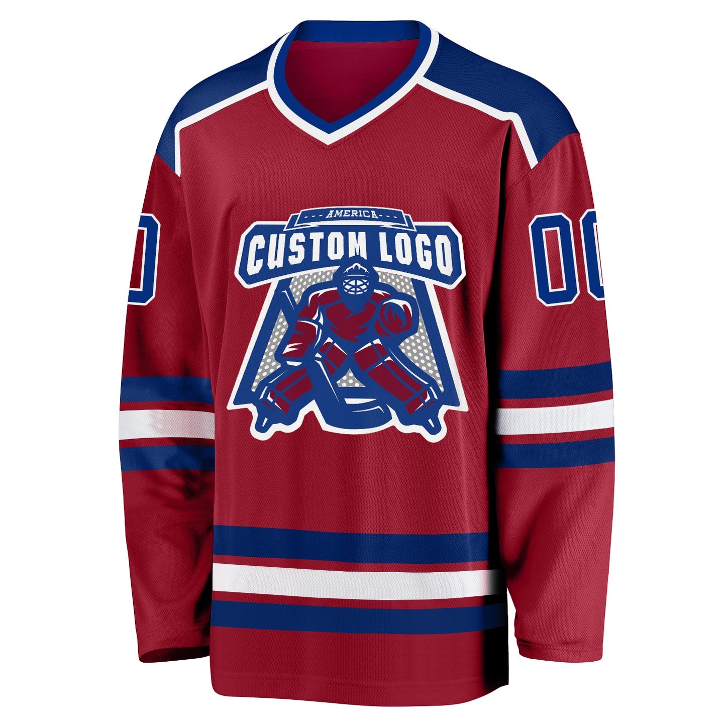 Custom Maroon Royal-White Hockey Jersey view 2
