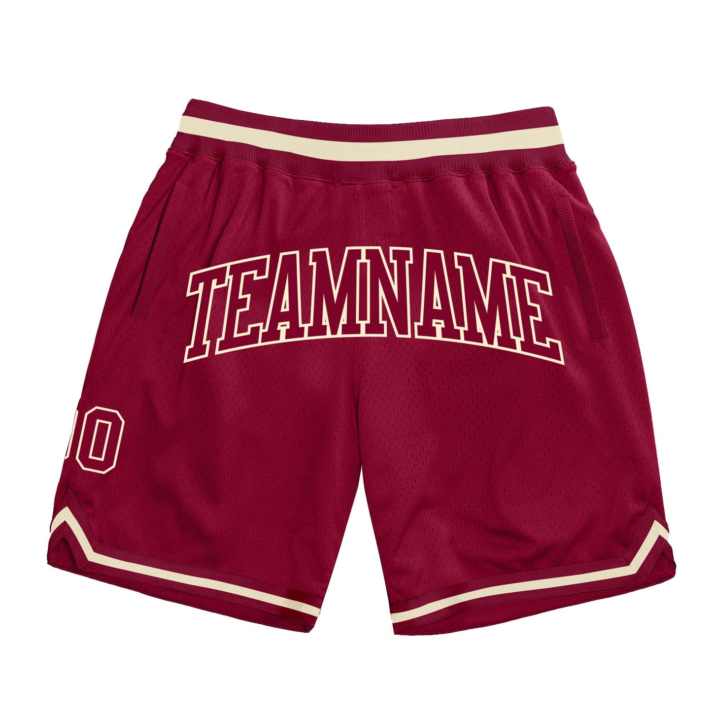 Custom Maroon Maroon-Cream Authentic Throwback Basketball Shorts - Main View