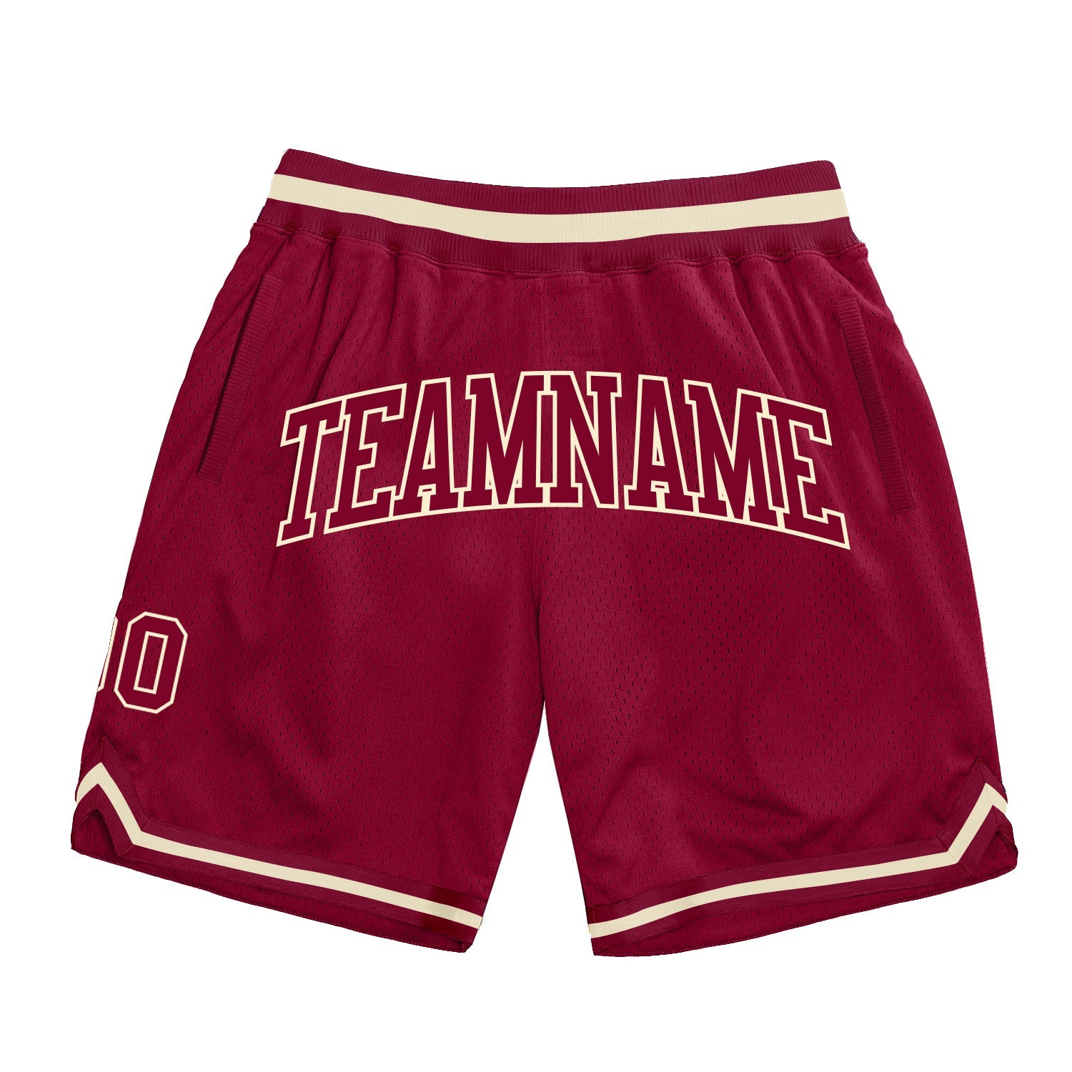 Custom Maroon Maroon-Cream Authentic Throwback Basketball Shorts - Main View