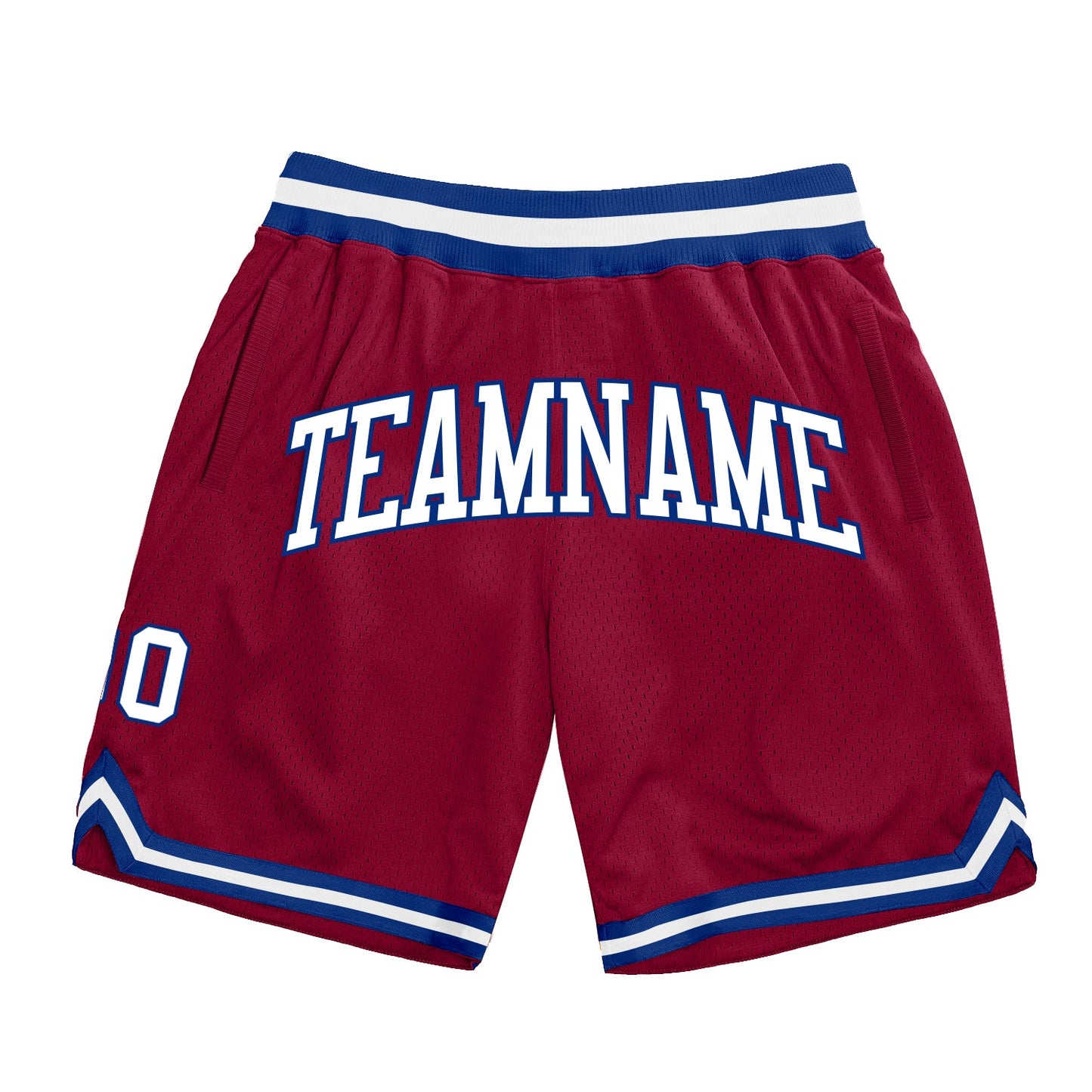 Custom Maroon White-Royal Authentic Throwback Basketball Shorts - Main View